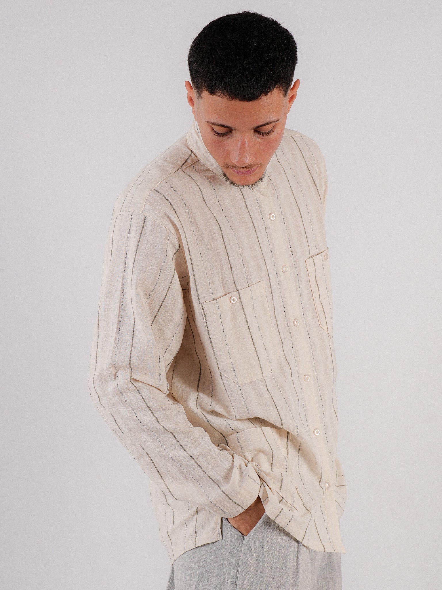 Hemd Safar – Leinenlook mit Stehkragen