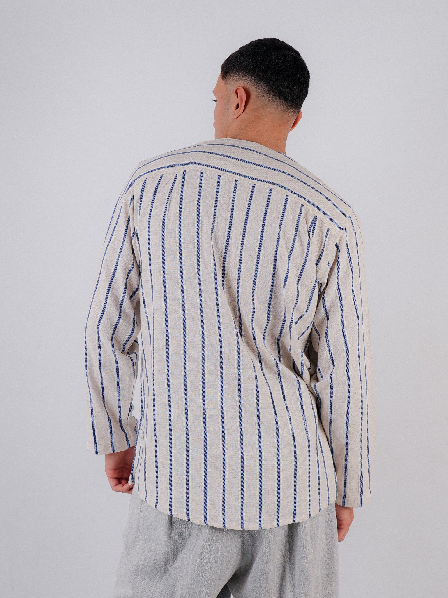 Hemd Marwan – Blau Beige Streifen