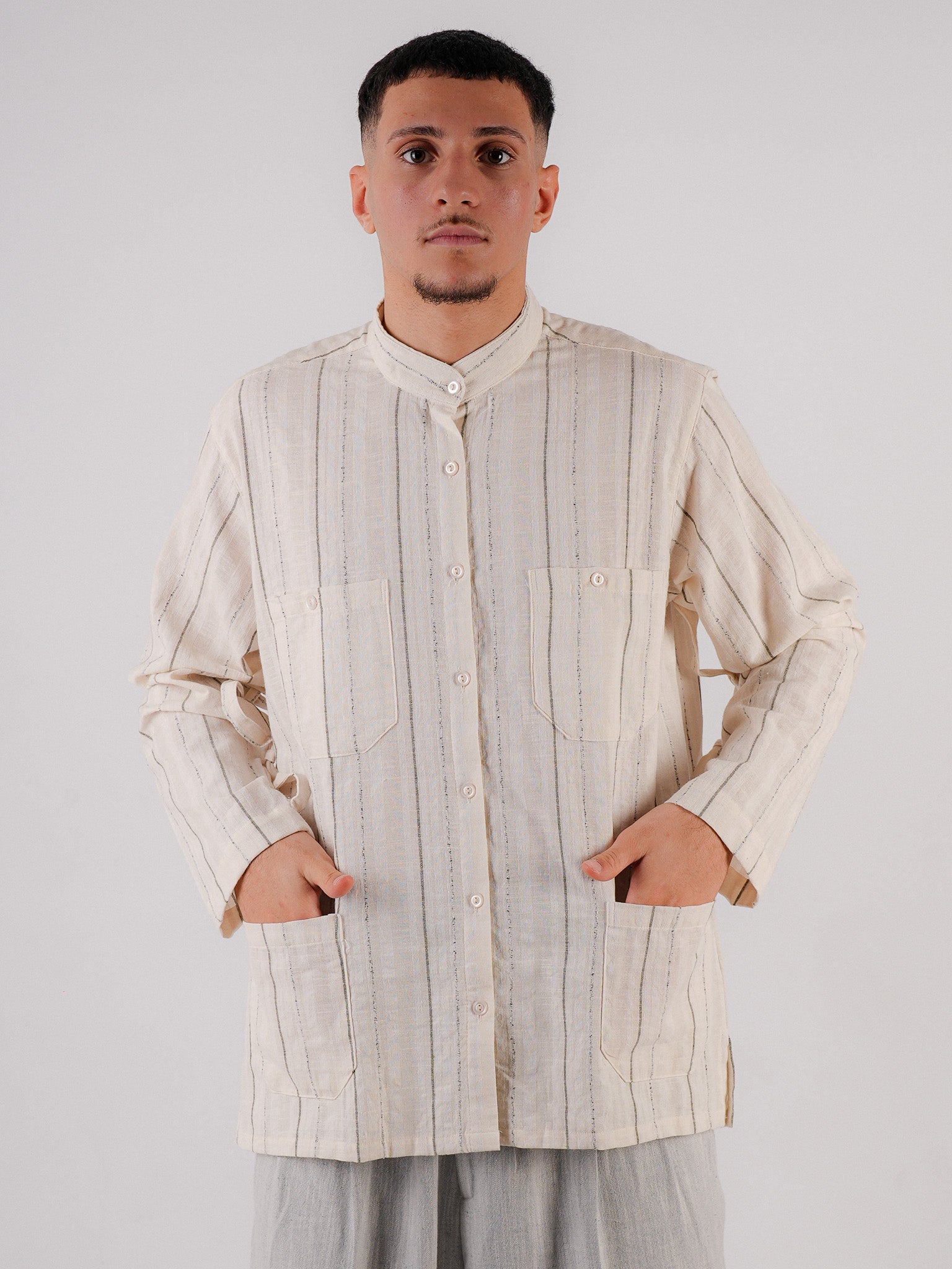 Hemd Safar – Leinenlook mit Stehkragen