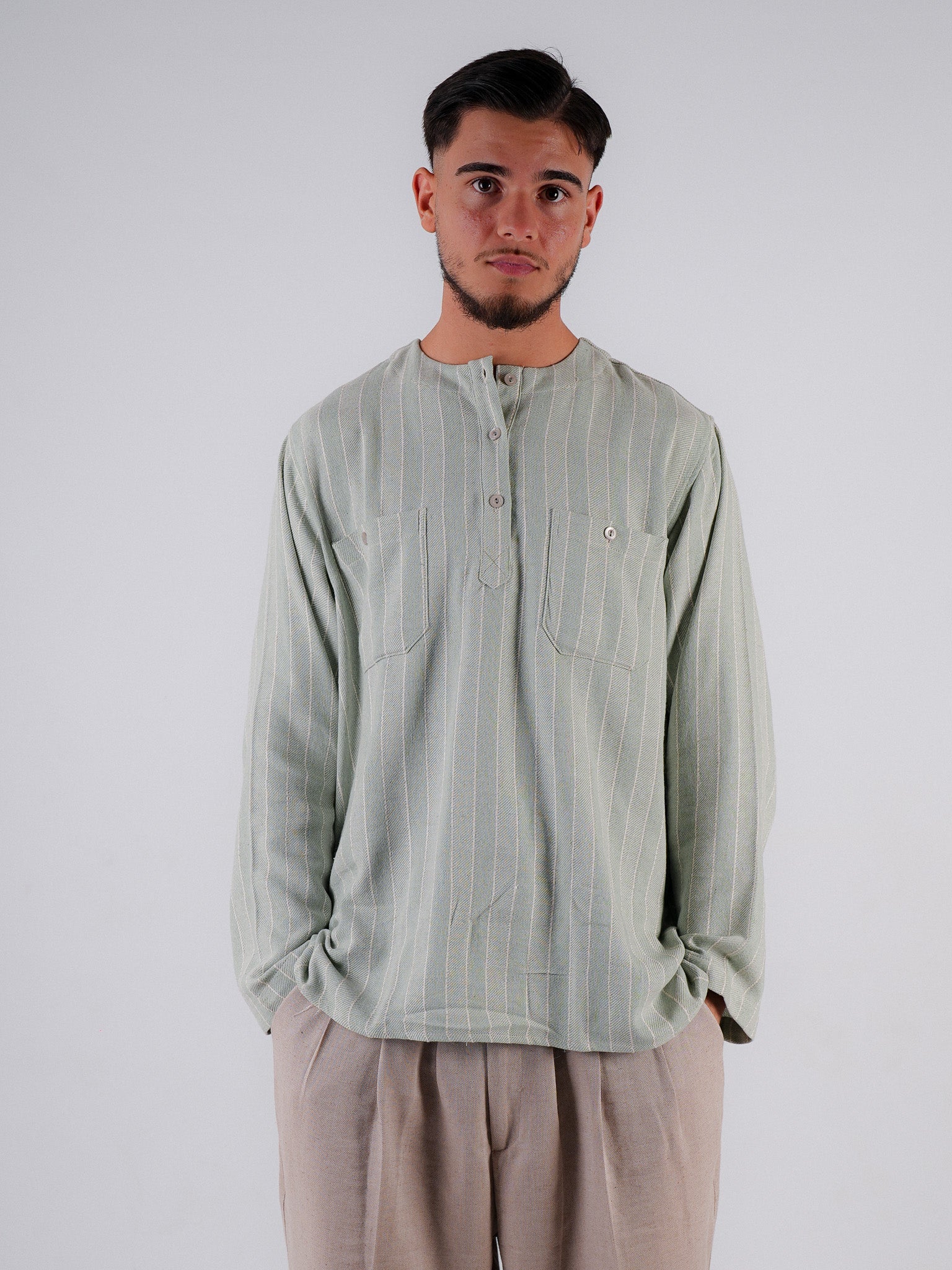 Hemd Idros – Hellgrün gestreift