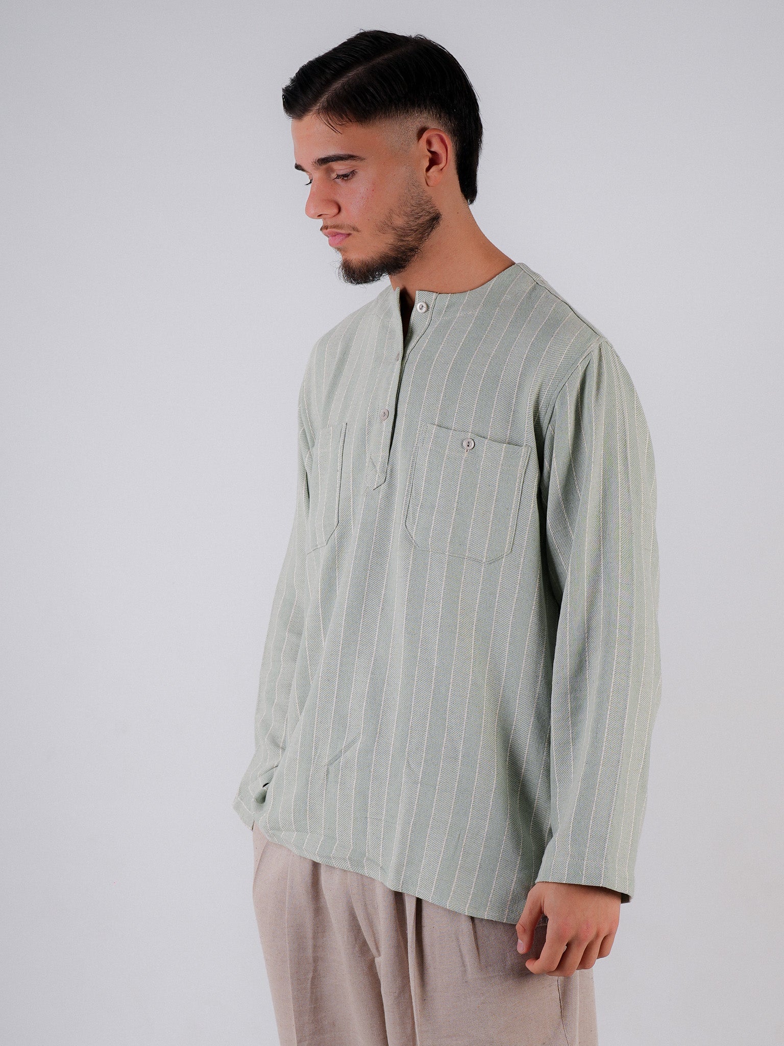 Hemd Idros – Hellgrün gestreift