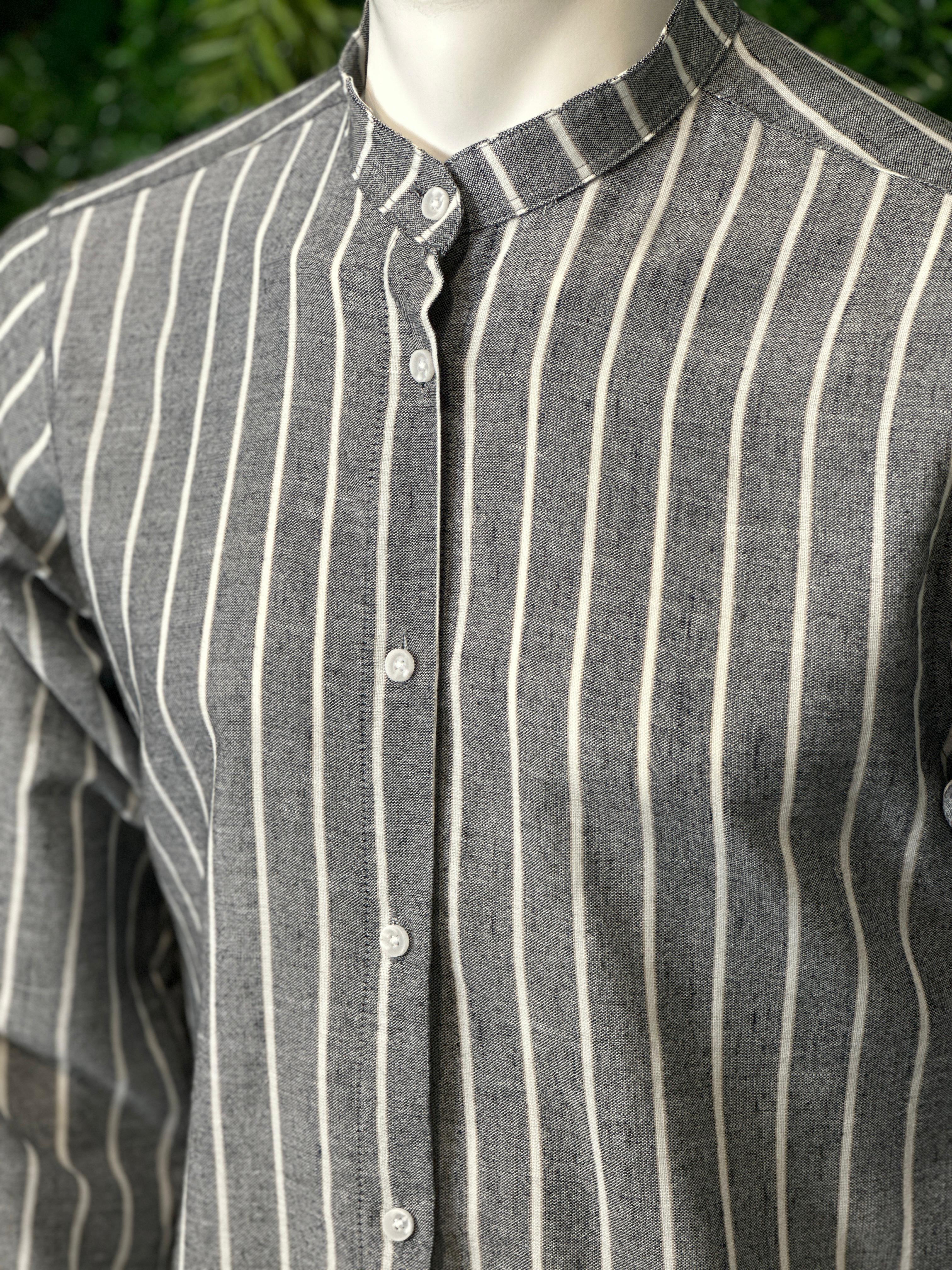 Gestreiftes Hemd, schwarz / weiß