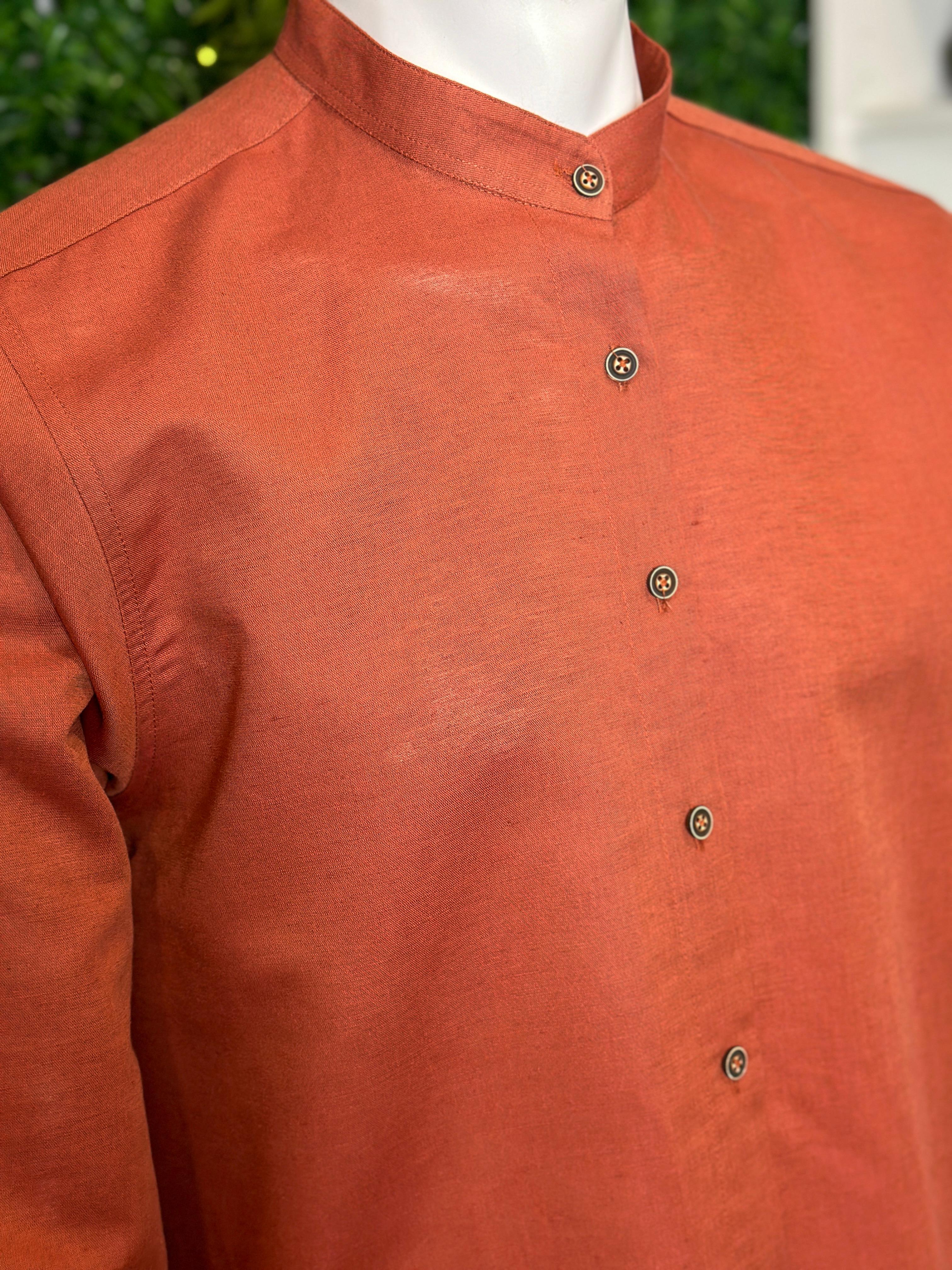 Hemd, aus Leinen, rot