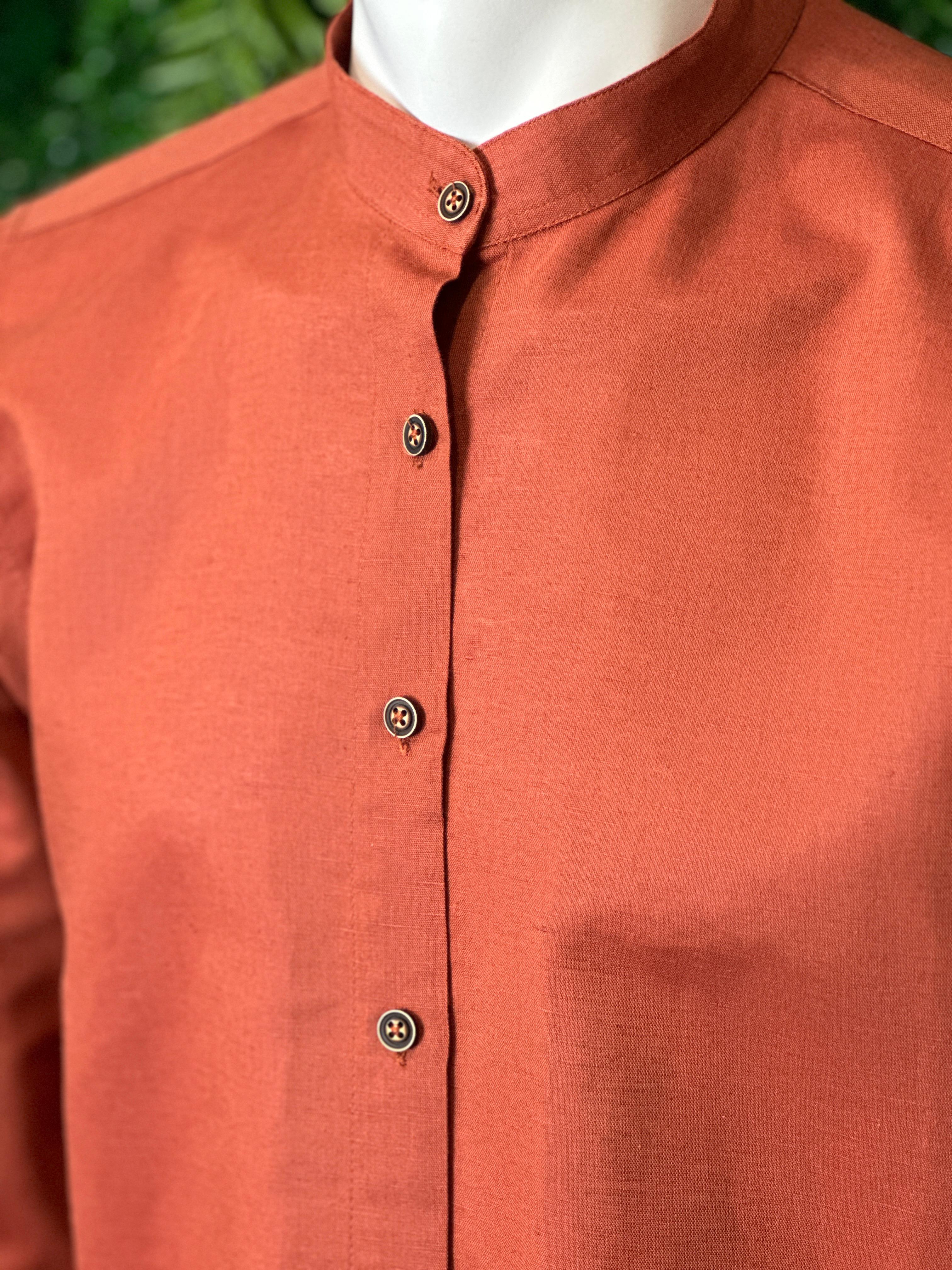 Hemd, aus Leinen, rot